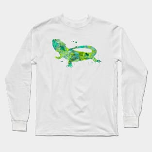 Bearded Dragon Watercolor Painting Long Sleeve T-Shirt